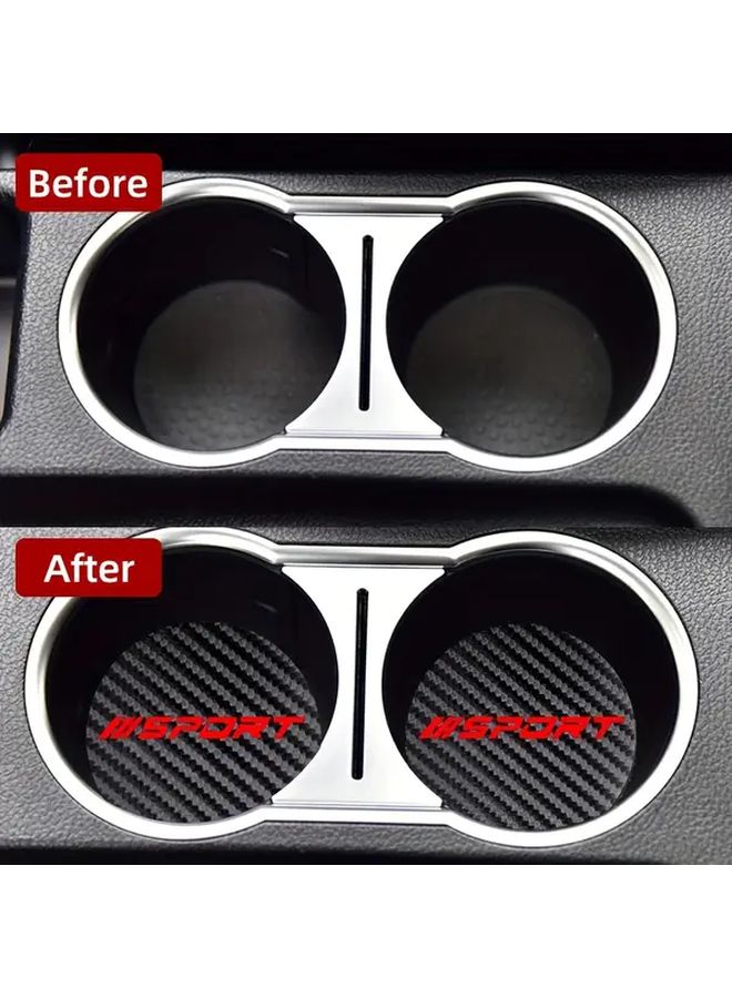 Red Carbon Fiber Textured Car Coasters Set Of 2 For BMW Toyota Volkswagen Honda - Image 5
